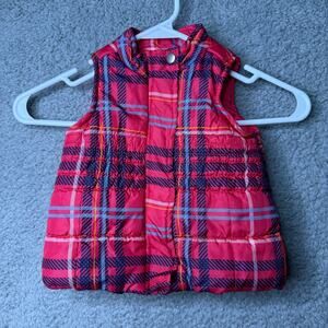 Baby Headquarters Puffer Vest Girls Size 12M Pink Plaid
